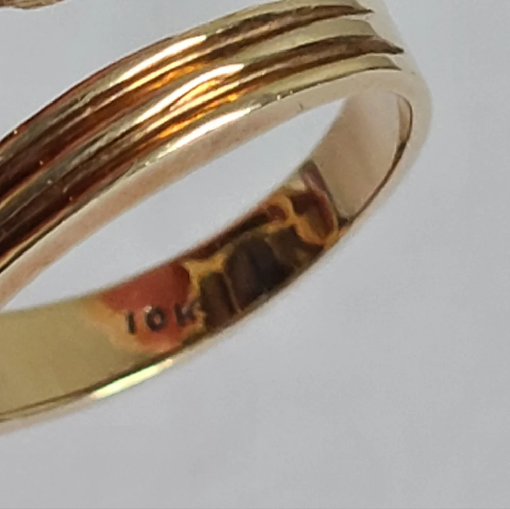 Vintage Bold Luxury 10K Gold Green Tourmaline Greco Roman Leaf Statement Ring - Picture 8 of 10